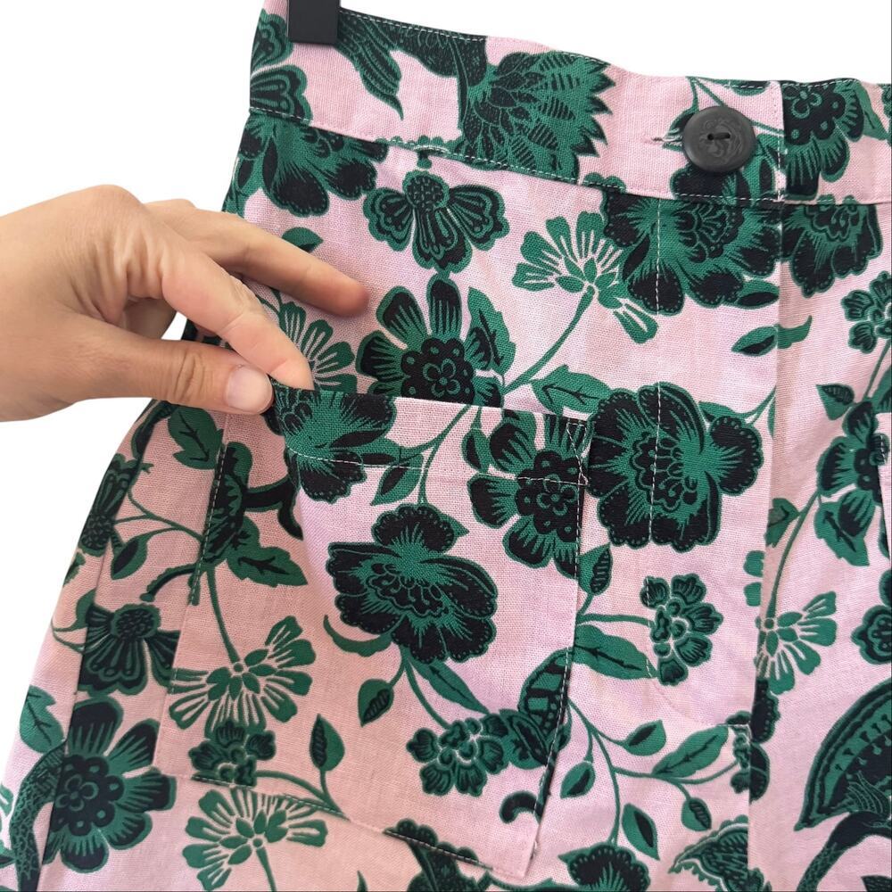 Corey Lynn Calter Anthropologie Gardenia Floral Shorts Pink Green Size Small - Picture 6 of 11
